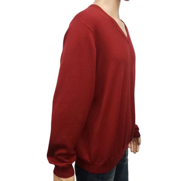Brooks Brothers Merino Wool Blend V-Neck Sweater Men M Red Knit Unisex Vintage - Picture 8 of 12